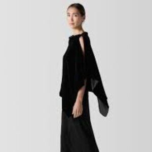 NWT Eileen Fisher Black Velvet Poncho
